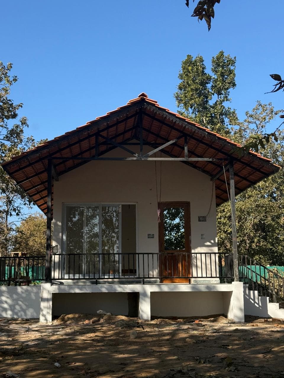 Front view of a resort cottage