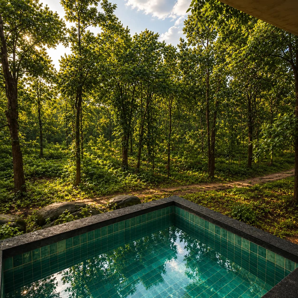 Private forest pool beside the resort rooms